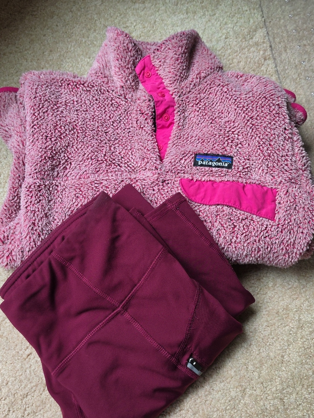 Patagonia Pink Sherpa Pullover with Magenta Trim